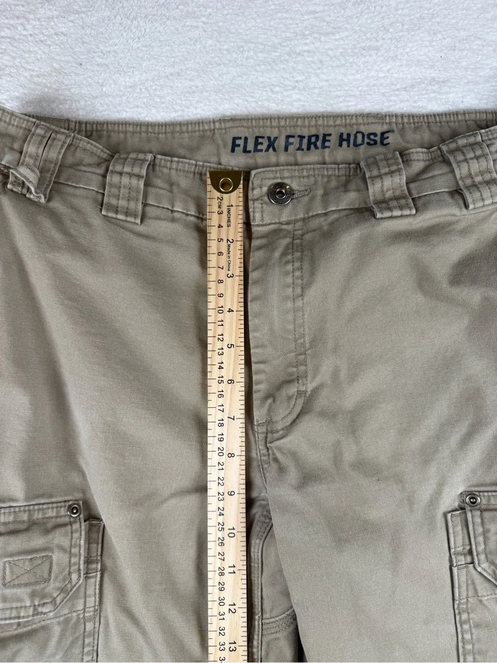 Duluth Trading Co Beige Flex Fire Hose Cargo Utility Pants Size 34x34 Trim Fit